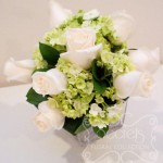 Fresh Cream Roses and Green Mini Hydrangea Bridesmaid Bouquet