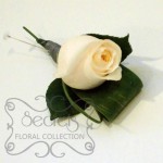 Fresh Cream Rose Boutonniere with Diamond Pin
