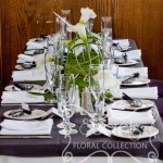 Artificial White Calla Lilies on Green Moss Mat (Side View)
