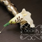 Best Man and Groomsmen Boutonniere -- Artificial White Calla Lily and Brown Eucalyptus Seeds with Pearl Pin