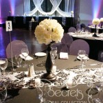 Ivory Rose Ball on Black Stand Centrepiece