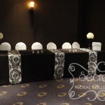 Black Receiving Table with Damask Runners