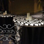 Black Place Cards Tables with Damask Runners