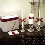 Wedding Accessories Embellished in Red Satin and Rhinestone Embellishments