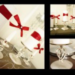 Red Unity Candles in Double-Hearts Rhinestone Stands