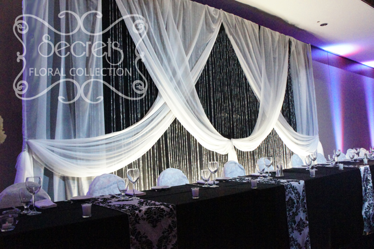 Crystal Rain Panel Backdrop, Highlighted with White Spotlights
