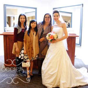 Beautiful bride with her friends and family