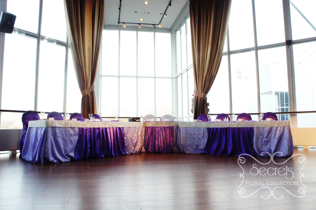 Lavender and royal purple crystallized head table
